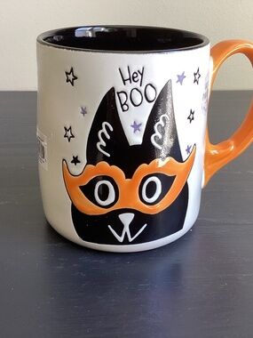 NEW Eli & Ana Halloween Black Cat “Hey Boo”Ceramic 16oz Coffee Mug